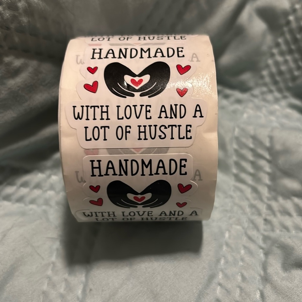 🌞New Roll of 500 Stickers (1.5”) “Handmade With Love and A Lot of Hustle”